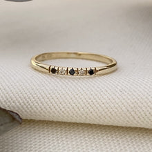 Load image into Gallery viewer, Black and White Half Eternity Ring
