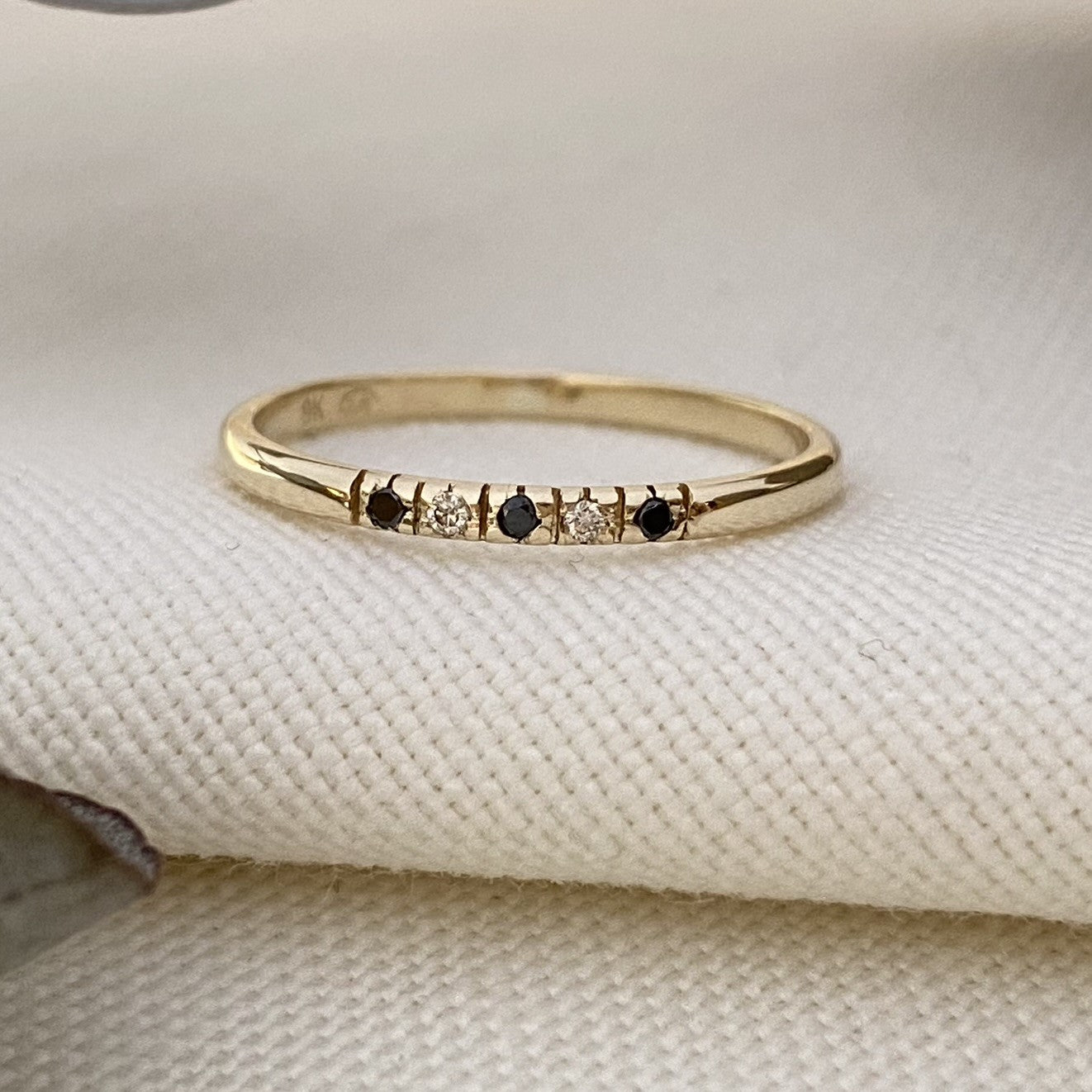 Black and White Half Eternity Ring
